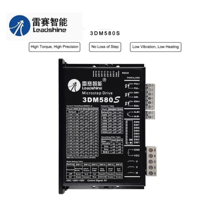 Leadshine 3DM580S 3 Phase Stepper Driver 24-50VDC for Nema 23 Stepping Motor Controller CNC Engravi
