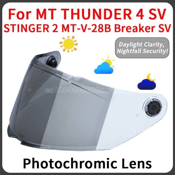 thunder 4 Photochromic Helmet Visor for MT THUNDER 4 SV STINGER 2 MT-V-28B Breaker SV shield Goggle