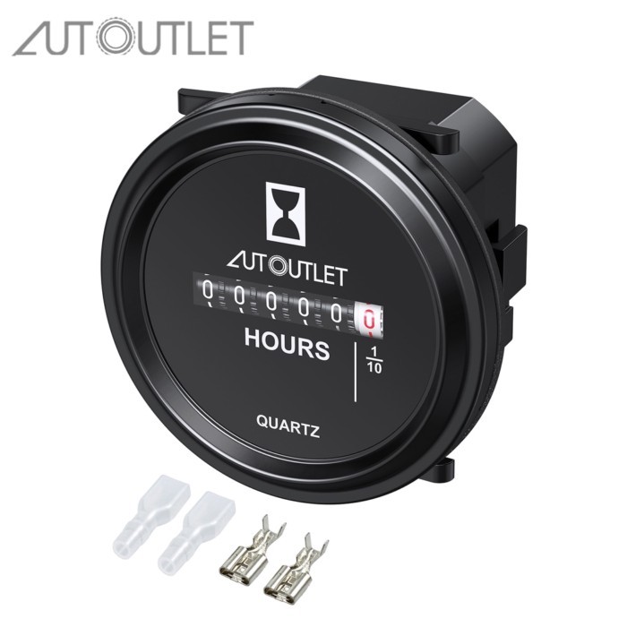 AUTOUTLET 12-72 Volt DC Round Hour Meter Quartz Hour Meter Water Resistant for Boat ATV Moto Car Me
