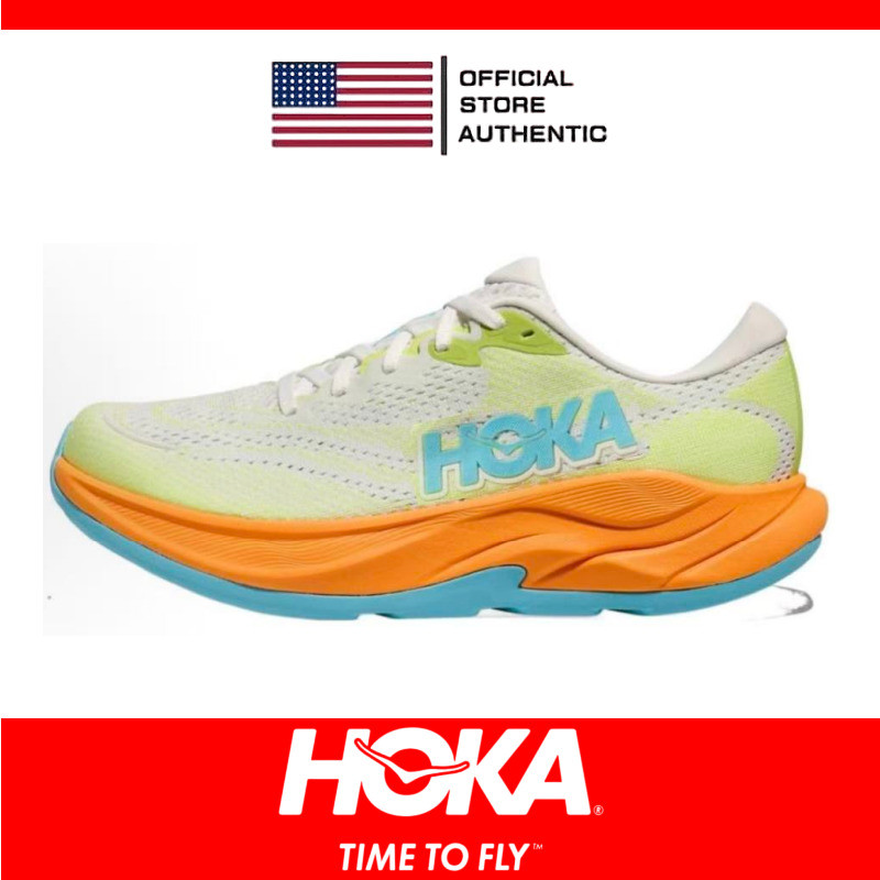 รองเท้าวิ่งผู้หญิง HOKA ONE RINCON4 สีเหลืองส้ม แบบหุ้มข้อต่ำ ระบายอากาศได้ดี ของแท้ 100%