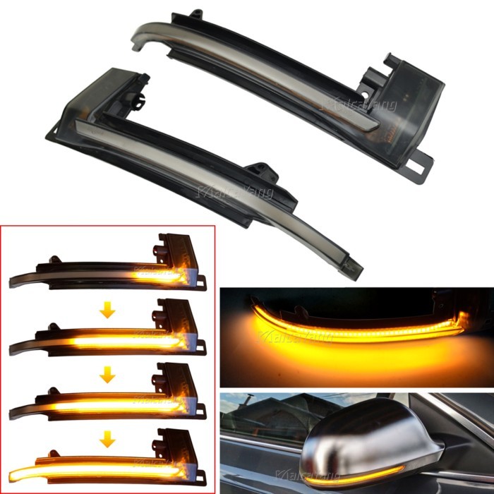 2x Dynamic Scroll LED Turn Signal Light For Audi A4 A5 B8 B8.5 A3 8P Q3 A6 C6 Sequential Rearview M