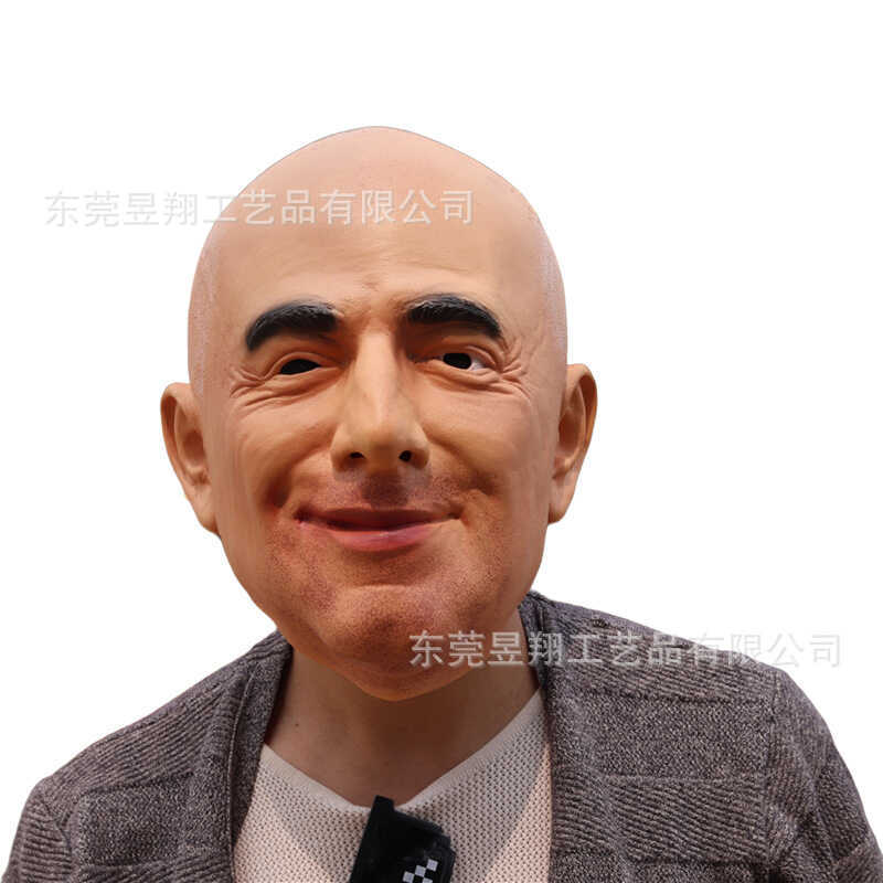 Old Man Mask Boss Jeff Bezos Headgear Funny Funny Adult Full Face Bald Latex Mask