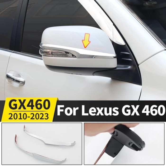Rearview Mirror Cover Highlight Strip Chrome For 2010-2023 Lexus GX 460 GX460 Decoration Modificati