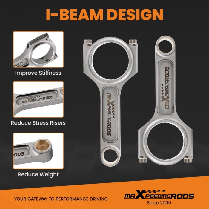 4pcs I-Beam Connecting Rod Rods for Mazda B6 1.6 / B6F 1.8 ARP 2000 133mm