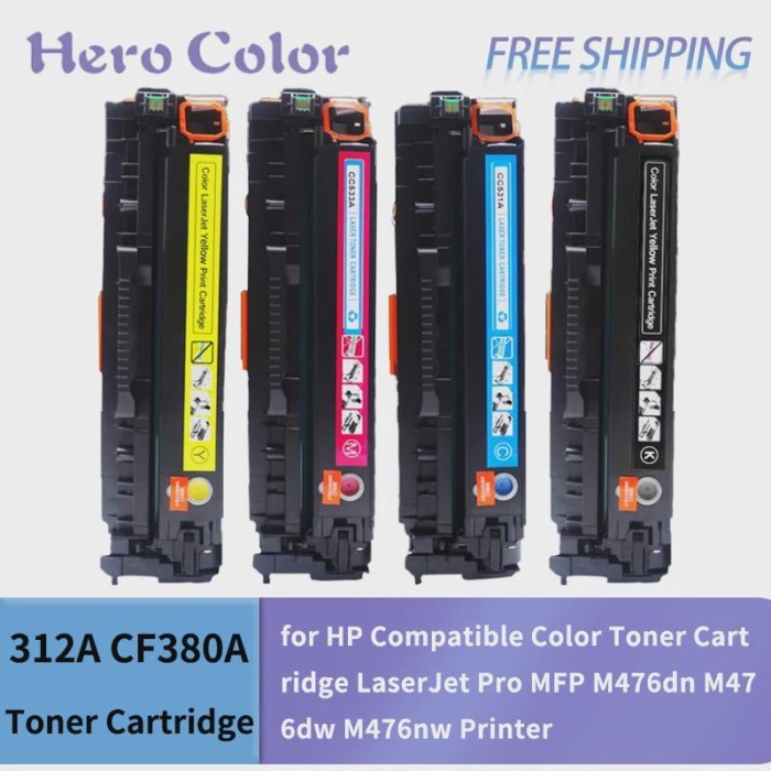 4Color 312A CF380A CF381A CF382A CF383A Toner Cartridge Compatible for HP Color LaserJet Pro MFP M4