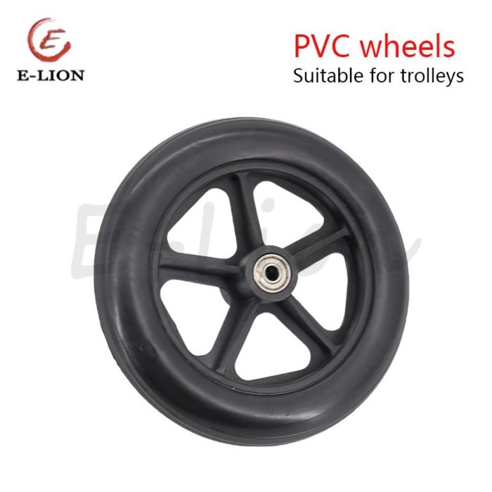 High-quality 8-inch black pvc wheels Solid tire wheels for trolleys, shopping wheels wheelchair non