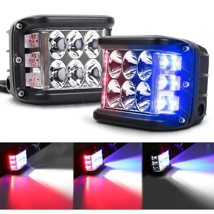 OVOVS 30w Dual Color Led Side Shooter Flashing Work Lights 4Inch Cube Work Light