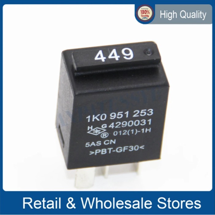 1K0951253 1K0 951 253 No 449 Horn Relay For Passat B6 B7 GOLF 6 Jetta Polo Tiguan Touran Caddy A3 F