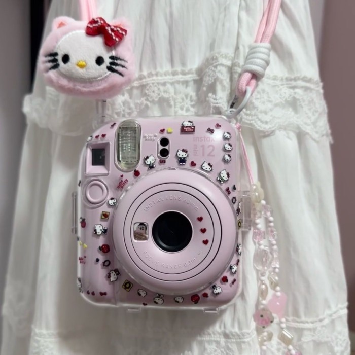 Mini mini12 เคสใส instax Crystal Case Stand Hard Case โซ่ป้องกันกล้อง