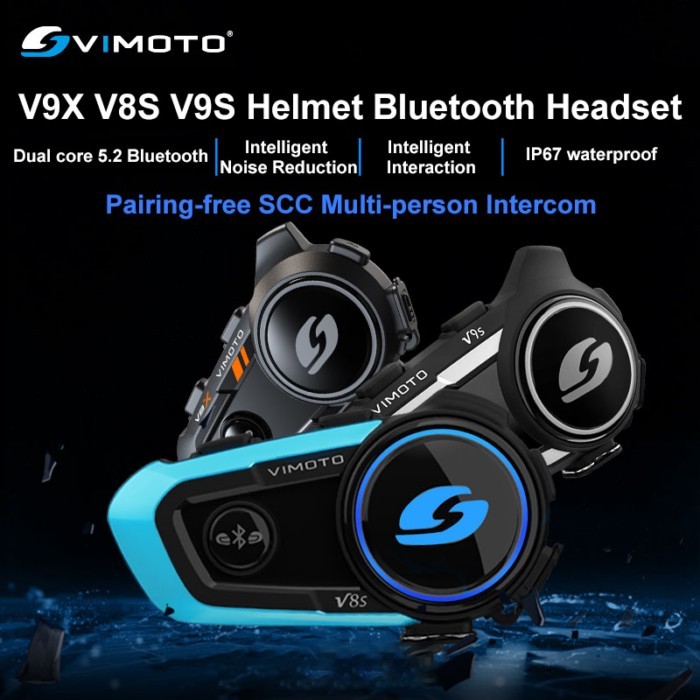 Vimoto V8S/V9S/V9X Motorcycle Helmet Headset Easy Rider Bluetooth 5.0 Intercom IP67 Noise Reduction