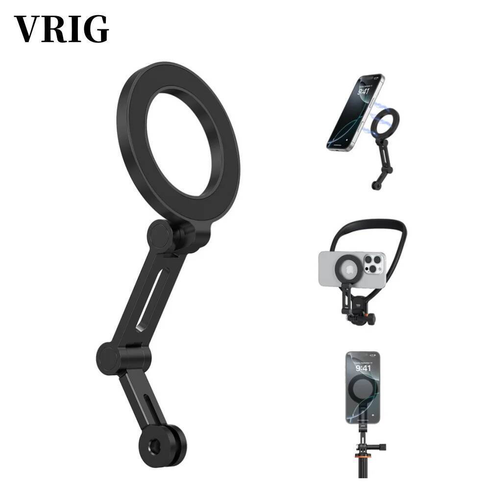 VRIG ที่วางโทรศัพท์แม่เหล็ก W GoPro อินเทอร์เฟซ POV สําหรับ Iphone 16 Android Magsafe ขี่ขาตั้งคอคงท
