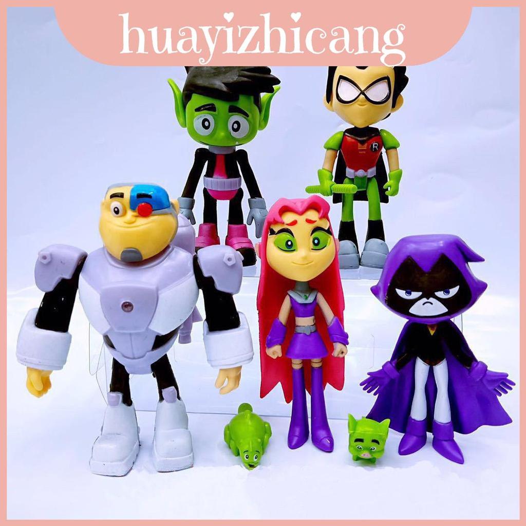 Go Titans Teen To The Movies Robin Cyborg Beast Boy Raven Action Figures 7 ชิ้นชุดคุณภาพ Premium Cra