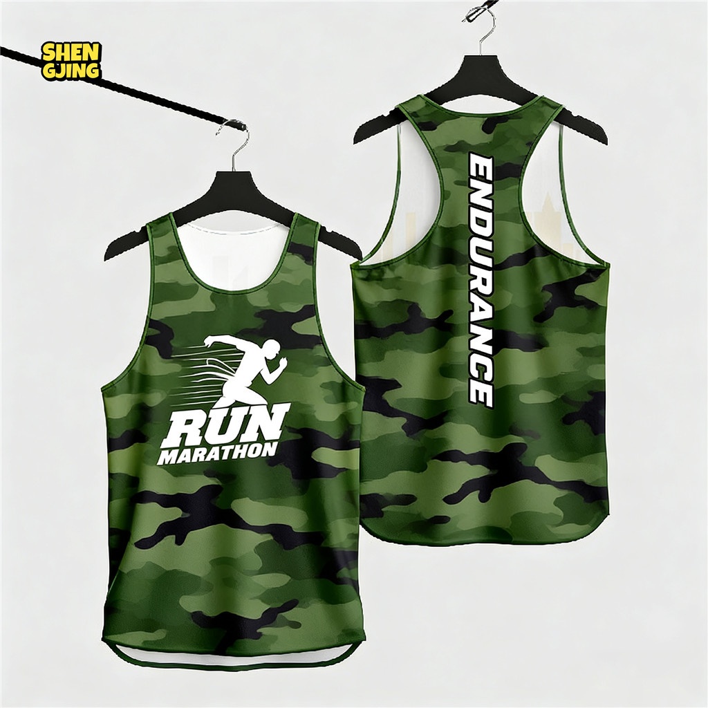 เสื้อกล้ามลายพราง "RUN MARATHON" Racerback