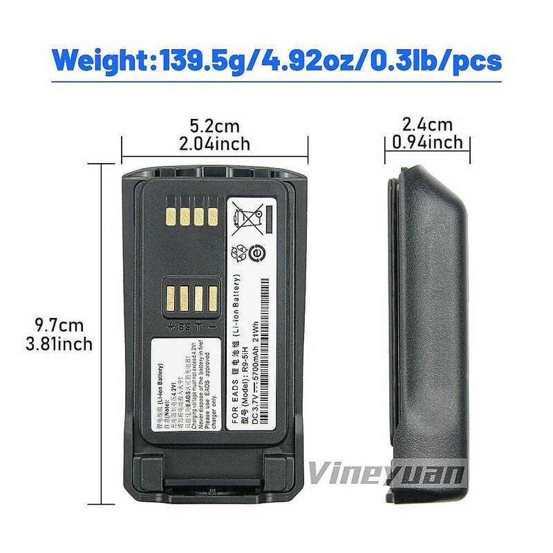 ▥ 3.7V 5700Mah R9-5Ih แบตเตอรี่ Li-Ion สําหรับ EADS Airbus Cassidian C-30 Thr9 + Thr9i มือถือดิ
