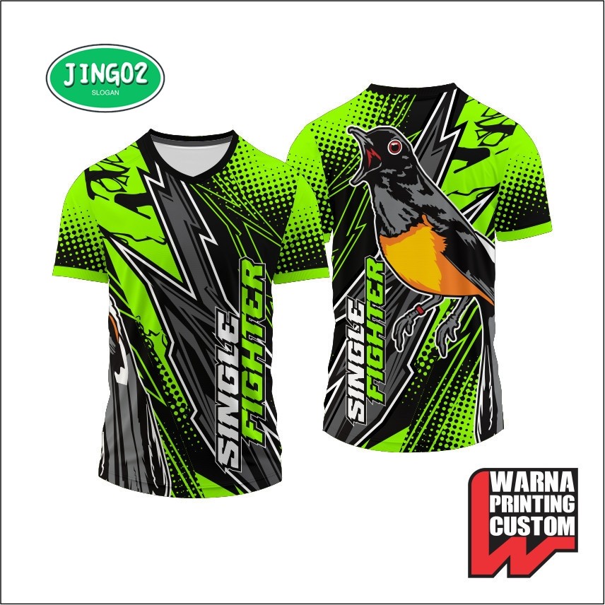 (JING02)Single Fighter Jersey Murai Batu Kicau Mania Lovebird Kacer Cucak ijo Sogon Konin วัสดุพรีเม