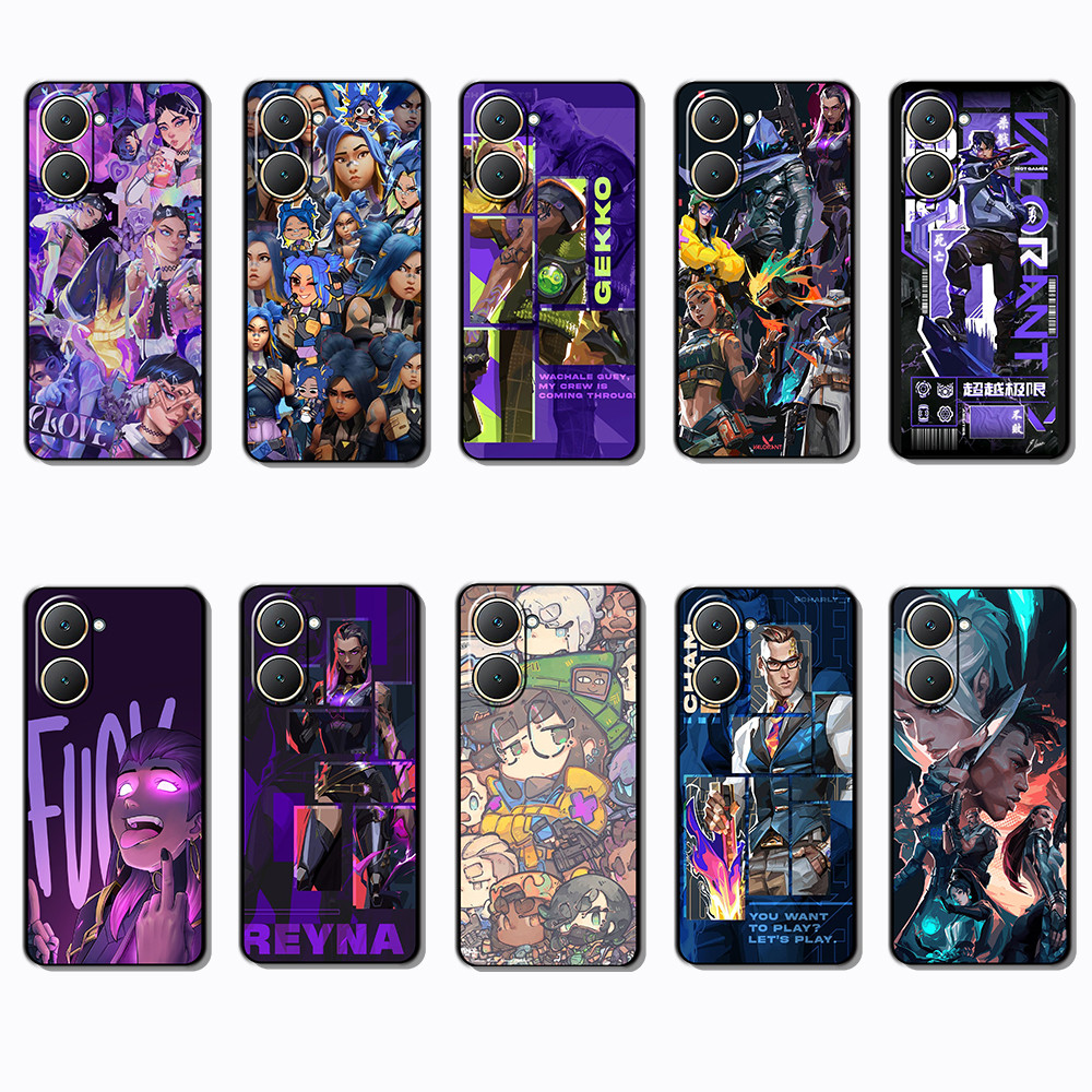 สําหรับ VIVO Y03 Y30T Y18 Y18S Y18E T3 Y37M Y19S Y28 V40 PRO Z9 lite Valorant ขอบสีดําเคสโทรศัพท์TPU