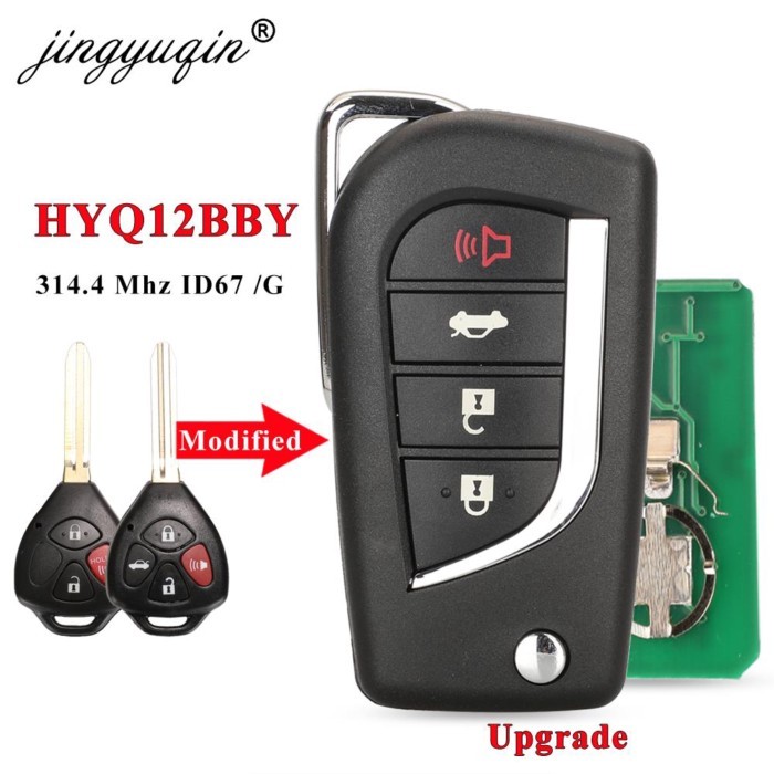 jingyuqin Upgrade Flip HyQ12BBY Car Key Remote Fob 314.4Mhz 4D67 /G Chip For Toyota Camry Avalon Co