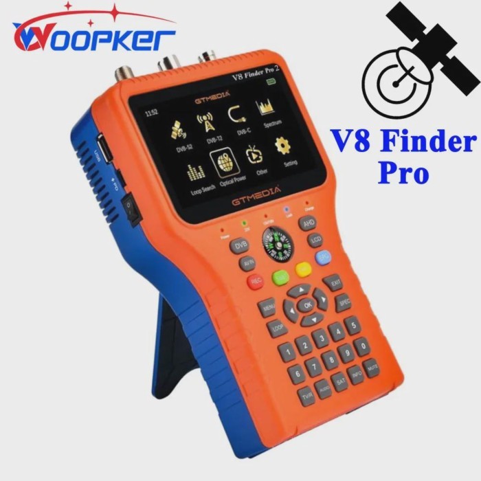 Woopker V8 Finder Pro 2 Satellite Locator DVB-S2 DVB-T2 DVB-C AHD H.265 Tester Sat Finder TV tuner