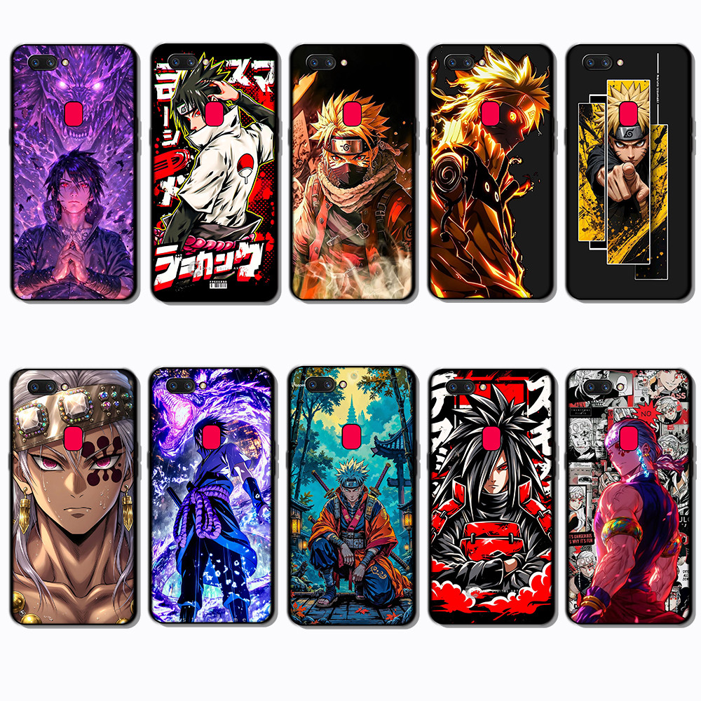 สําหรับ OPPO A1 A1K A3S A5 A5S A7 A8 A9 A11 NARUTO ขอบสีดําคลุมทั้งหมดเคสโทรศัพท์ TPU | Defense Agai