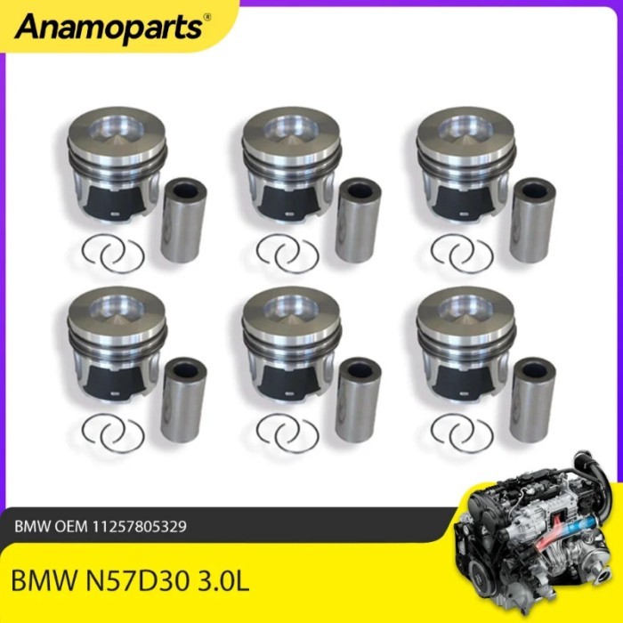 6 x Piston with Ring For BMW N57 N57D30A X5 XDRIVE F31 F30 F80 E90 F34 F31 330 D 3.0L 3.0 L OEM 112