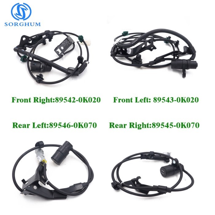 Set(4) ABS Wheel Speed Sensor Rear Front Right Left 89542-0K020 89543-0K020 89546-0K070 89545-0K070