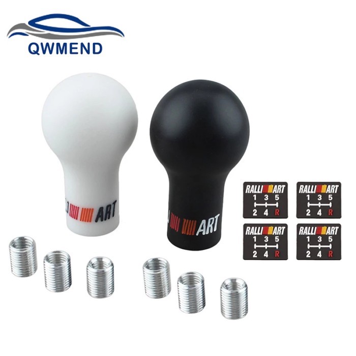 QWMEND RALLIART Universal 5/6 Speed Auto Gear Shift Knob Black/White Car Manual Transmission (MT) f