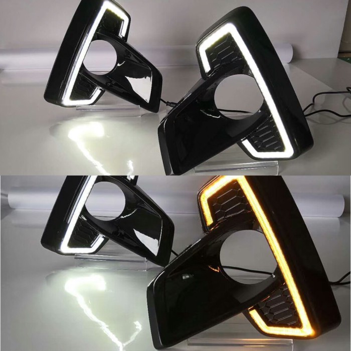 Car Led Daytime Driving Running Light Yellow Signal Style DRL Relay Waterproof For Toyota Hilux Rev