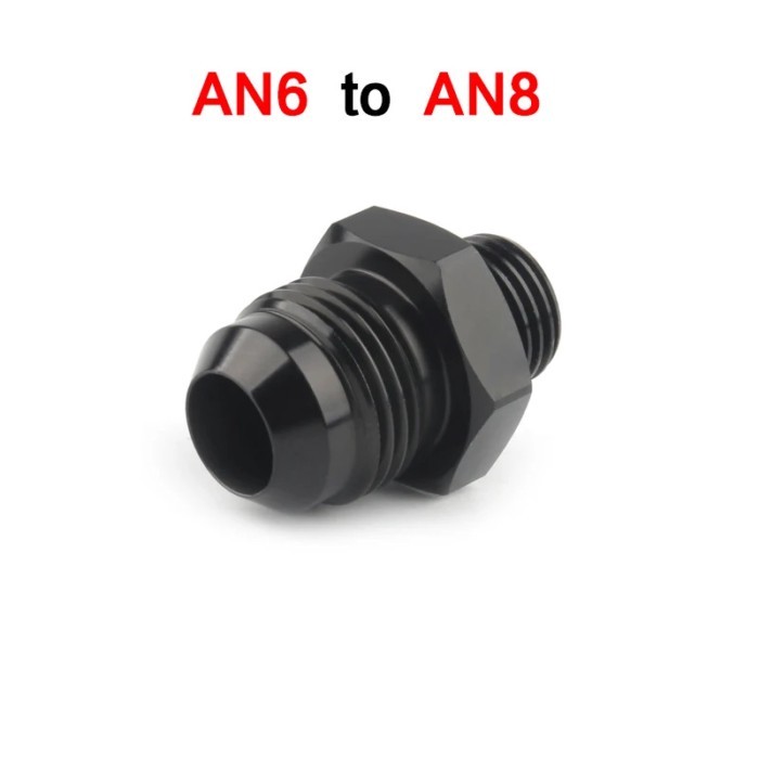 ORB-6 O-ring Boss AN6 6AN to AN8 8AN Male Adapter Fitting Black 6061-T6 aluminum Specification : AN