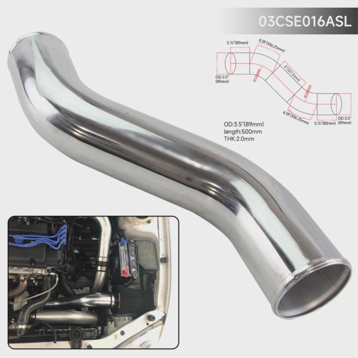 Z / S Shape 40 Deg Aluminum 89-102mm /3.5-4.0" inch Intercooler Intake Pipe Piping Tube hose L=450m