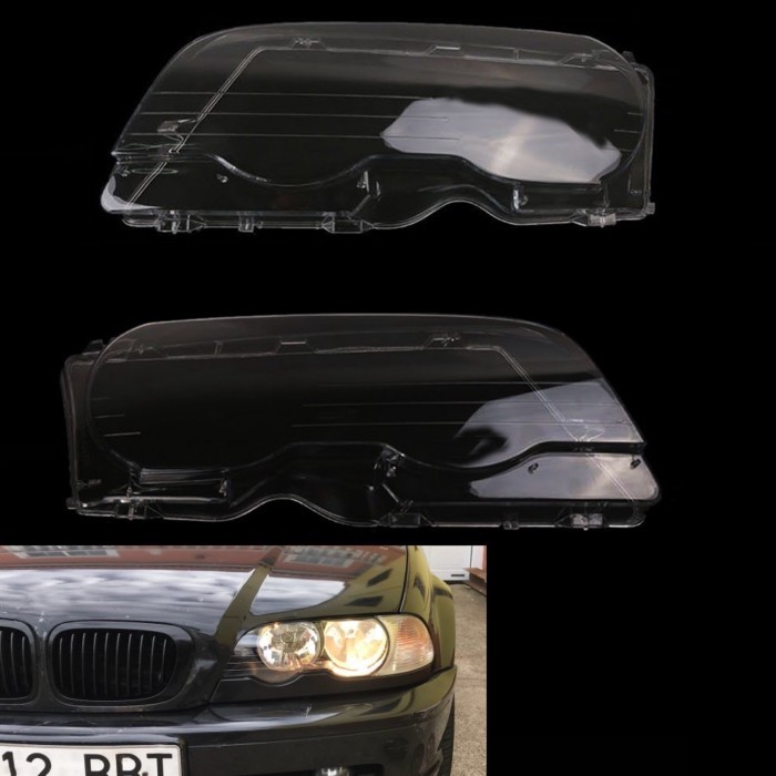 HEADLIGHT COVER LENS Fit for 99-02 BMW E46 2DR M3 SET CLEAR Base Convertible 2DR