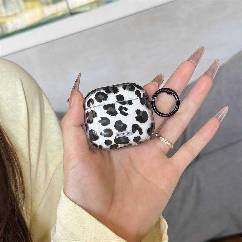 ▥ Fshion Blck Leoprd Print Erphone Cse Apple Airpods Pro 3 2 Hedphone Cover Silicone Hedset Cse
