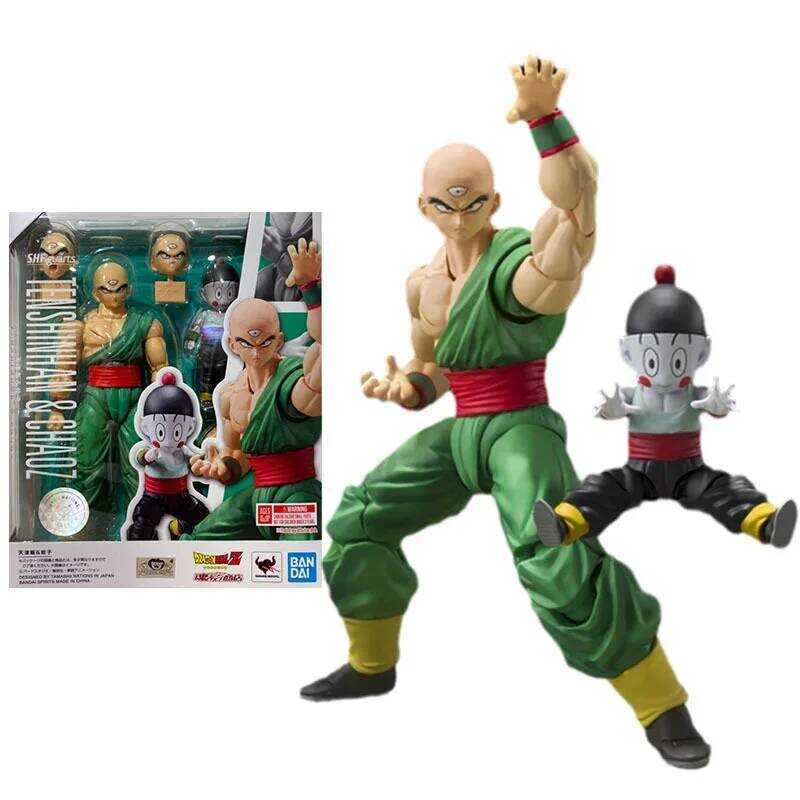 Bandai Dragon Ball Anime Figure SHF Dragon Ball Z Tien Shinhan Chiaotzu Set Genuine Model Anime Act