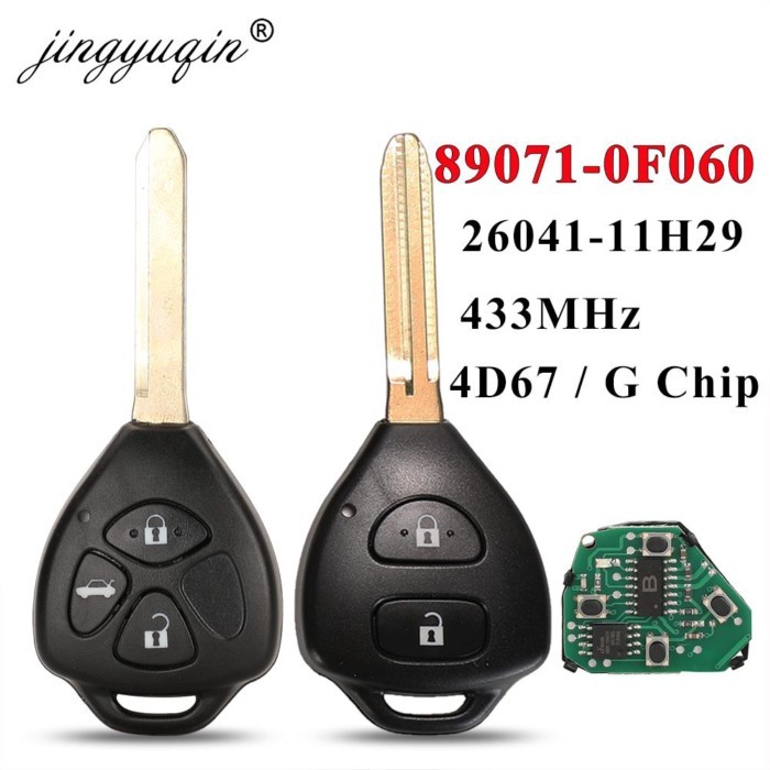 jingyuqin Remote Key 2/3 Buttons 433MHz 4D67 / G Chip for Toyota Corolla Avensis Yaris Verso Auris