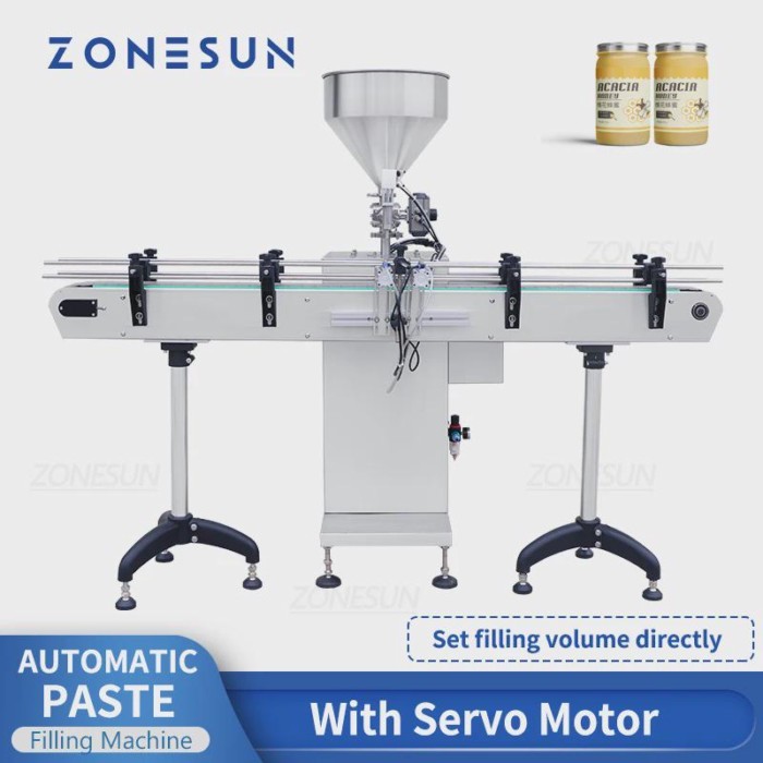 ZONESUN Pneumatic Paste Liquid Filling Machine ZS-GY1SM Servo Motor Viscous Cream Honey Ketchup Chi