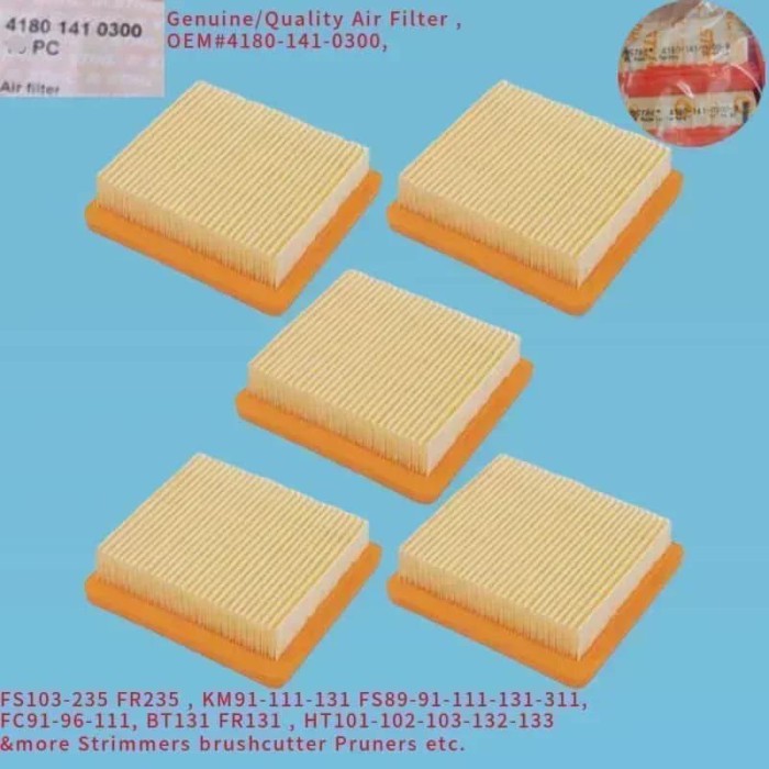 5 X FR235 AIR FILTER  4180-141-0300 FOR STIHL FS103 FS235 FC BT FR HT KM 89 91 96 101 102 103 111 1
