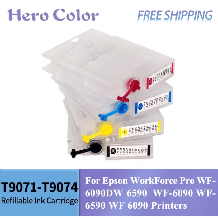 T9071 - T9074 T9081 - T9084 Refillable Ink Cartridge For Epson WF-6590 WF6590 WF-6090 WF6090 Printe