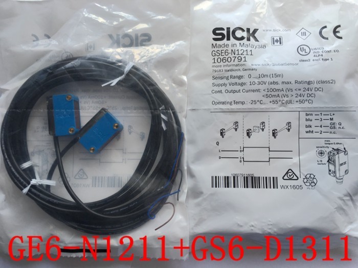 GE6-N1211+GS6-D1311  Sick New Original Genuine Photoelectric Sensors 1060791  GSE6-N1211