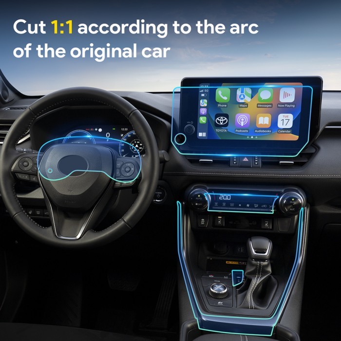 TPU Protective Film For Toyota RAV4 RAV 4 2024 2025 Car Interior Center Console Transparent Anti-sc