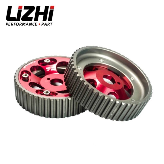 LIZHI RACING - (1Pair)FOR Toyota 1JZ 2JZ DOHC Engine Adjustable Aluminum Pulley Cam Gear Red LZ6531