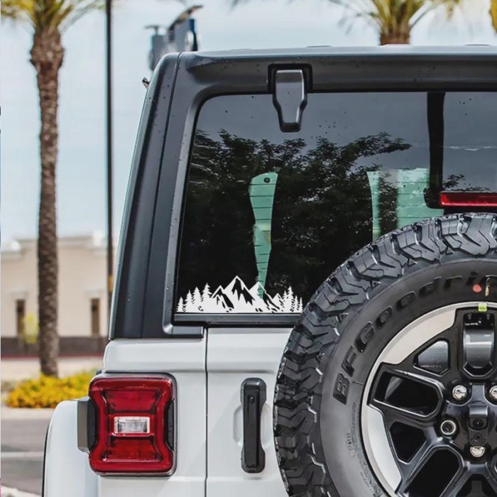 Jlmycool Car Stickers Forest Snow Mountain Off-road Modified Car Decorative Stickers Pull Flowers P