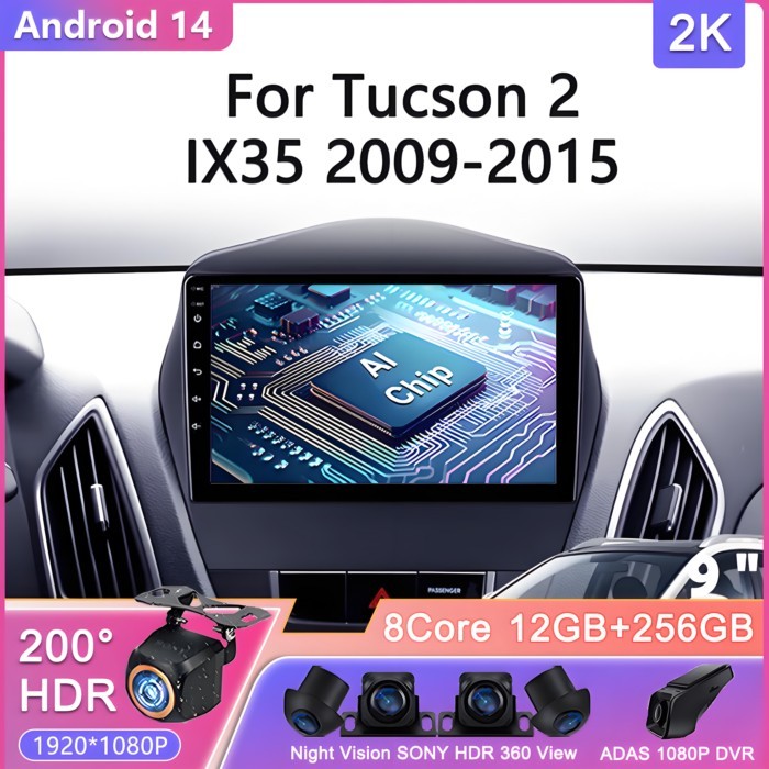 Android 14 For Hyundai Tucson 2 LM IX35 2009-2015 Car Radio Stereo Multimedia Video Player Unit GPS