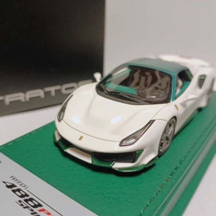 AutoStratos 1/43 Ferrari รถสปอร์ตรุ่น Ferrari 488 Pista Spider White Green