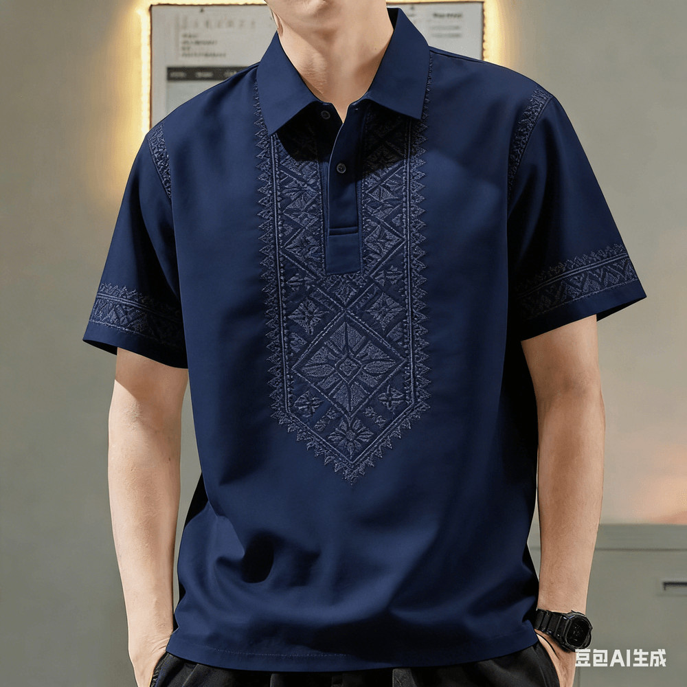 เสื้อโปโลผู้ชาย เสื้อลายทางแขนสั้นสไตล์วินเทจ เหมาะสำหรับใส่กลางแจ้งและลำลอง