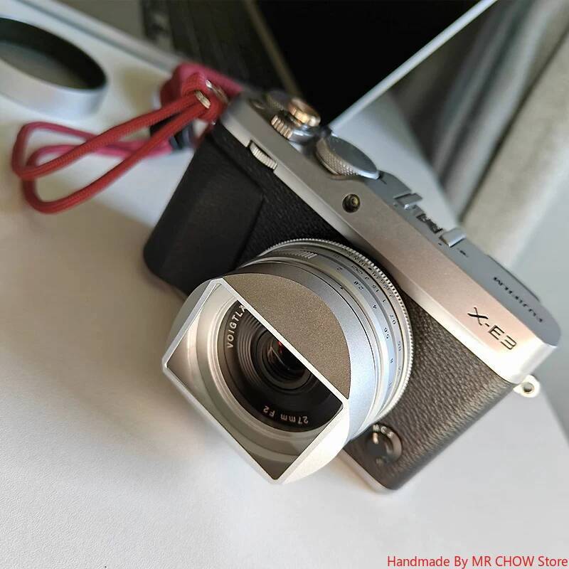 Metal Screw-on Square Lens Hood สําหรับ VOIGTLANDER ELTRON 27mm F2 COLOR-SKOPAR 18mm F2.8 มาพร้อมหมว