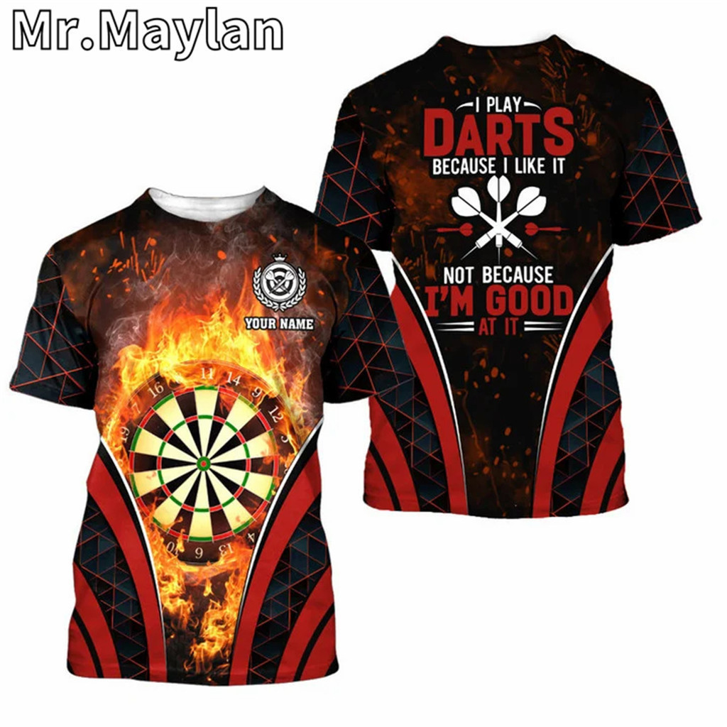 Personalized Name Love Darts 3D Print เสื้อยืด สำหรับทั้งชายและหญิง มีให้เลือกตั้งแต่ไซซ์ M ถึง 6XL