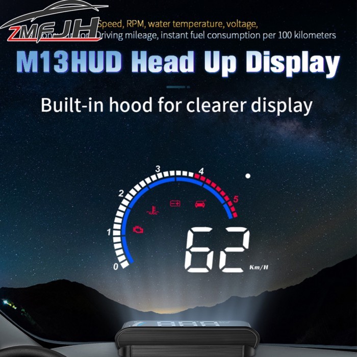 M13 OBD Windshield Projector Car OBD2 Head Up Display Fuel Level Voltmeter Clock Speed Meter With O