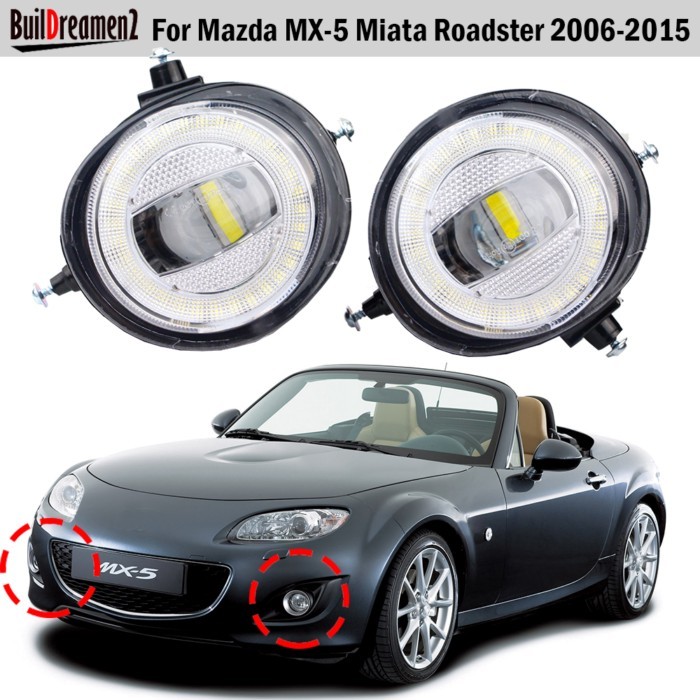 2 Pieces 30W H11 Car Angel Eye LED Fog Light DRL Daytime Runing Lamp 8000LM For Mazda MX-5 MX5 Miat