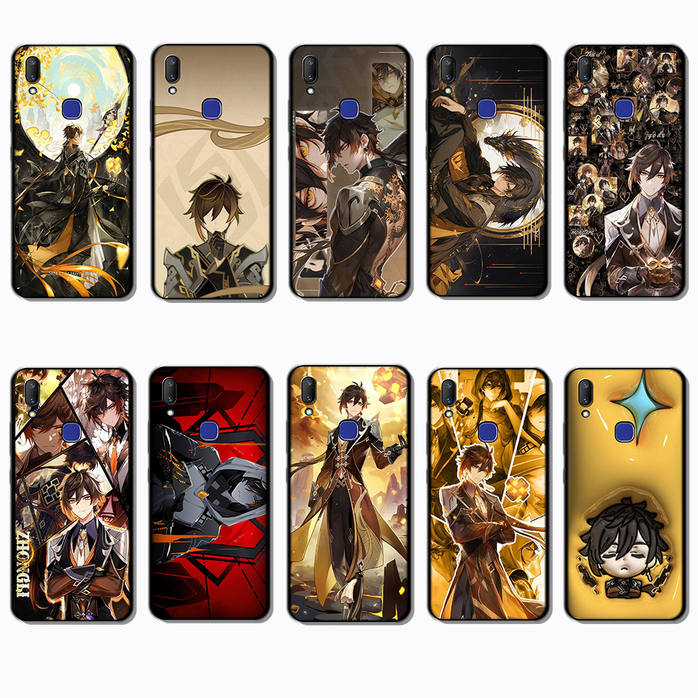 สําหรับ Vivo V5 V7 Plus V9 V11i V11 V15 Pro VS13 Zhongli Slim Black Border TPU Soft Case | โทรศัพท์เ