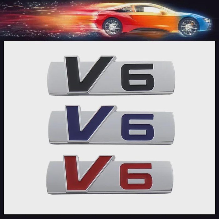 3D Premium V6 V-6 Engine Sign for SUV car Engine Hood Fender trunk Tail Rear Bonnet Decal Emblem Ba