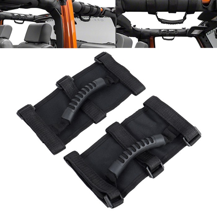 Premium Roll Bar Grab Handle Black 2pcs For Jeep Wrangler CJ YJ TJ JK